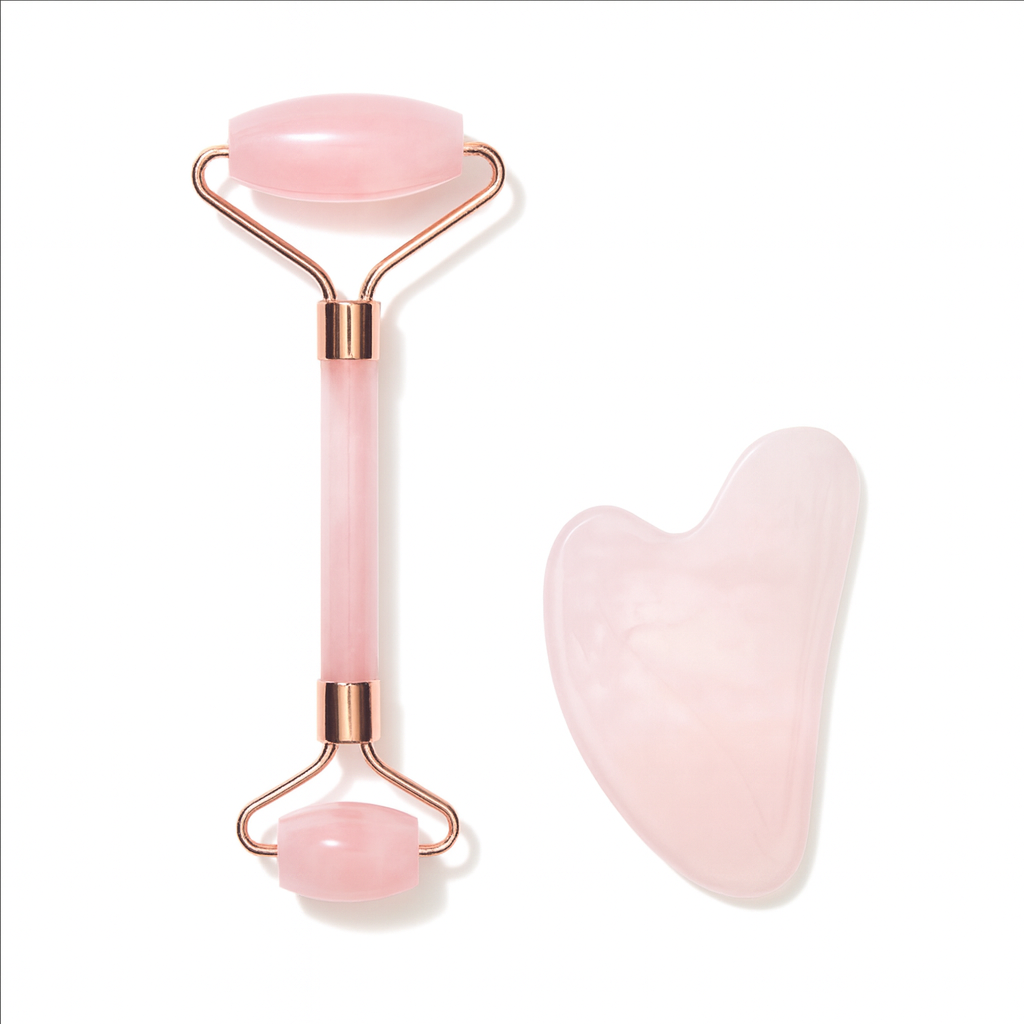 Gua Sha e Rullo Viso in Giada Rosa