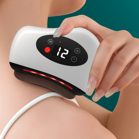 GlowStone GuaSha Elettrico – Vibrazione a 12 Livelli, Calore e LED Rossa