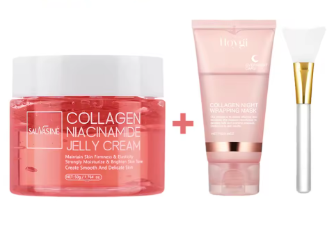GlowRelief Dream Skin Set - Crema & Maschera al Collagene + Pennello OMAGGIO