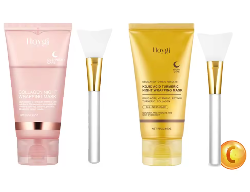 GlowRelief™ Duo Viso – Maschera Peel-Off al Collagene + Maschera Notte Curcuma & Acido Cogico Pennello in Omaggio